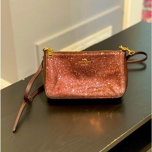 Purple Sequin/Leather Coach Crossbody Teri Shoulder Bag with hand strap